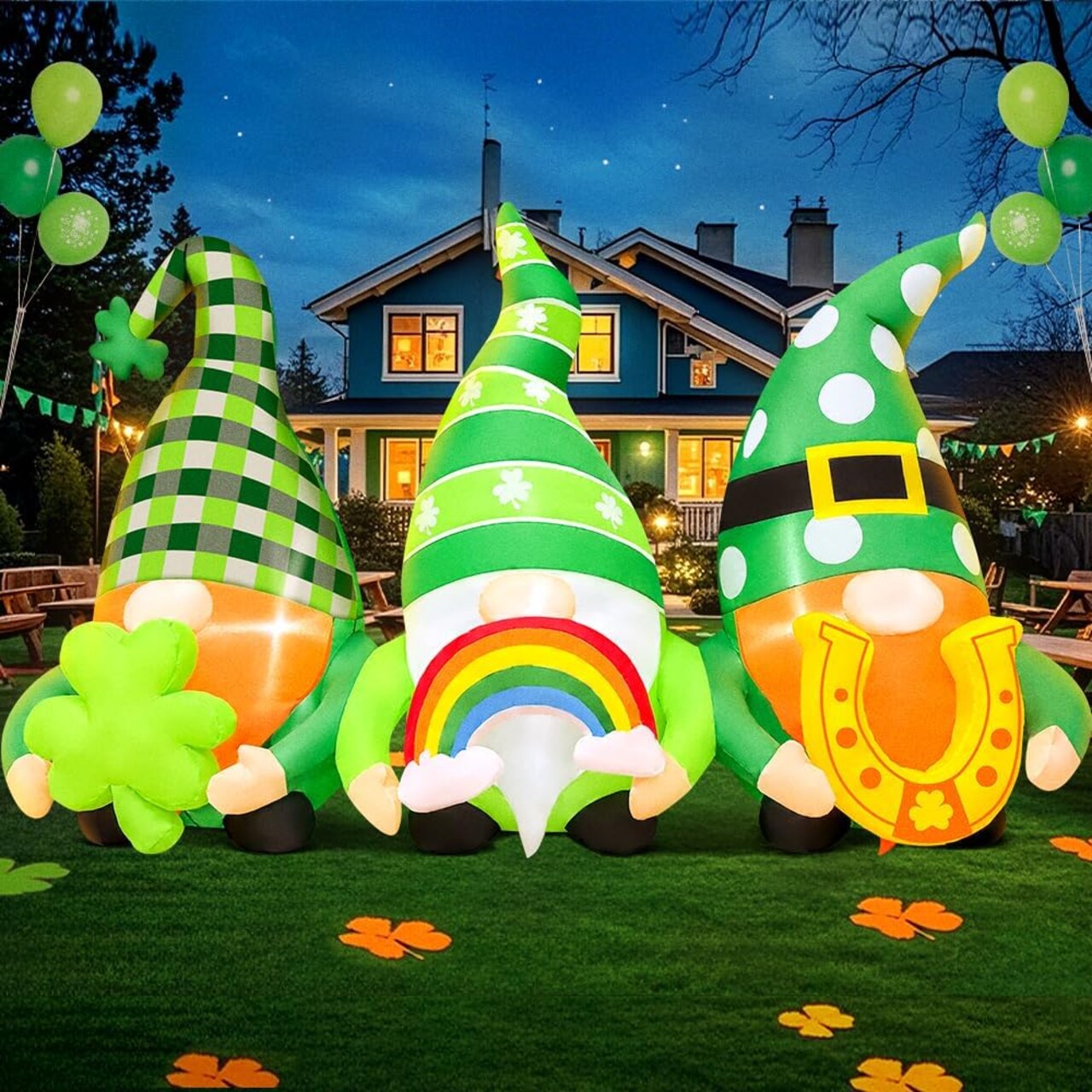 6 FT St Patricks Day Inflatables Outdoor Decorations Inflatable Gnome Leprechauns Blow Up Yard Decor Saint Patrick's Decorations for Yard Holiday Party Garden Lawn